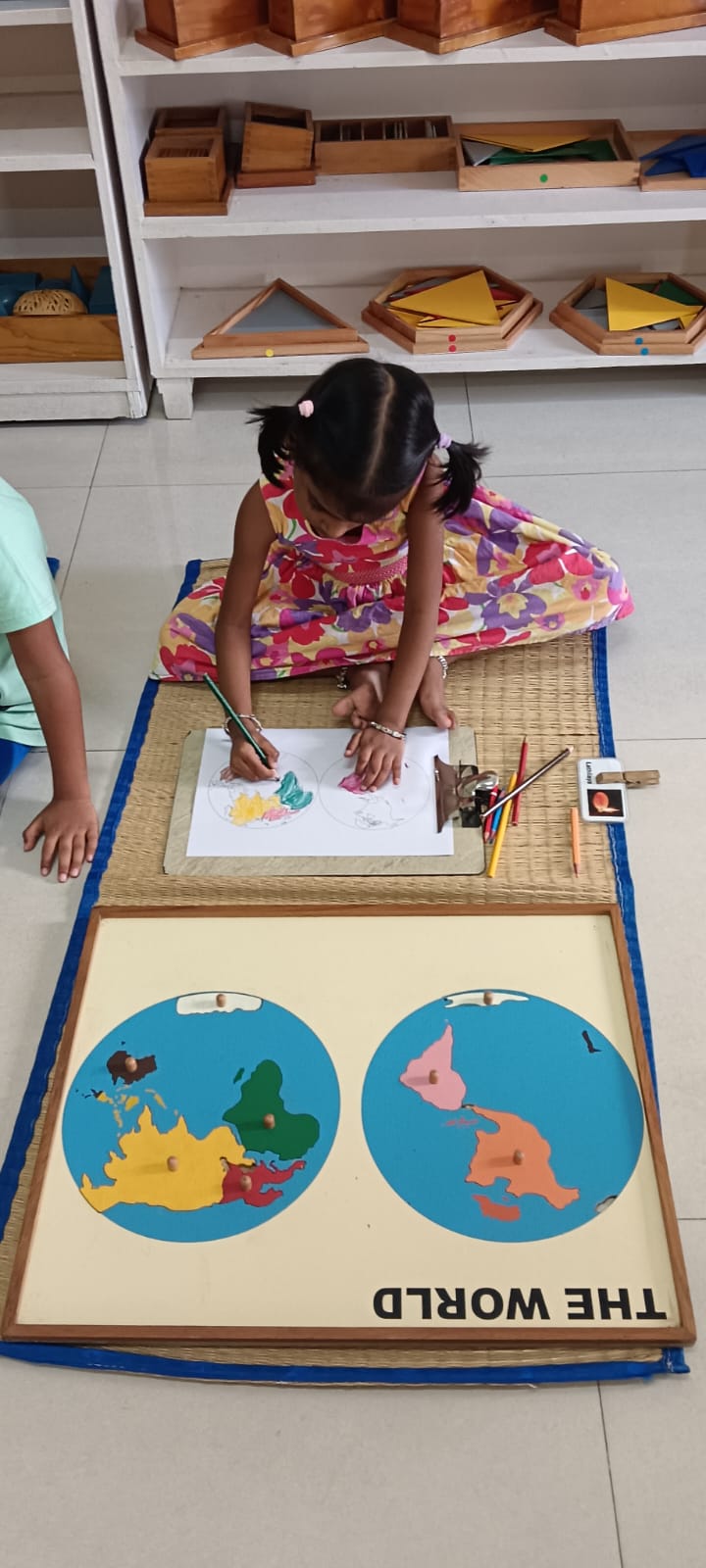 Children practicing writing skills